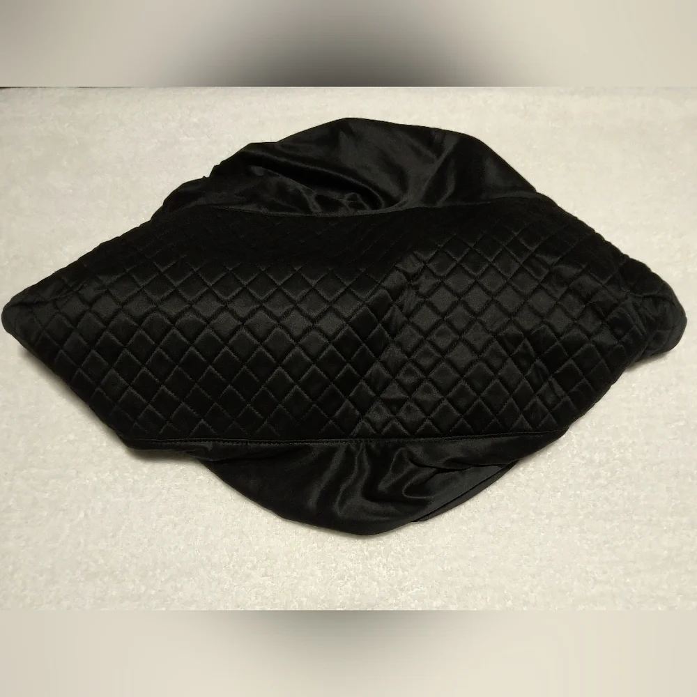 Authentic Chanel Melrose Cabas Black Satin Tote